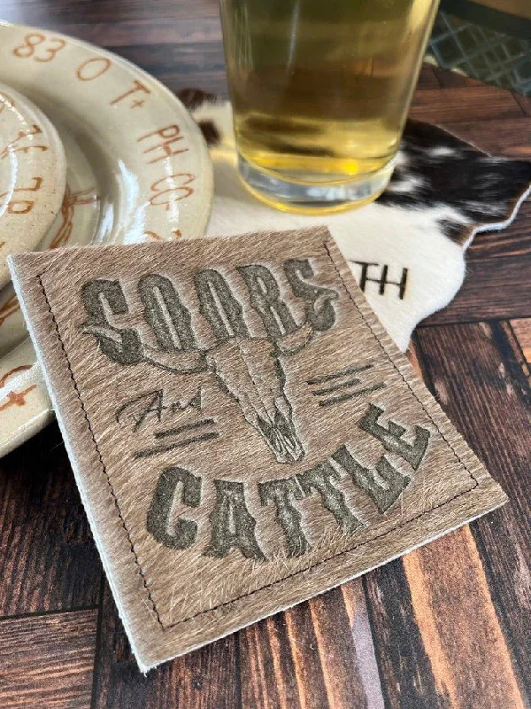 Custom Lasered Cowhide Coasters