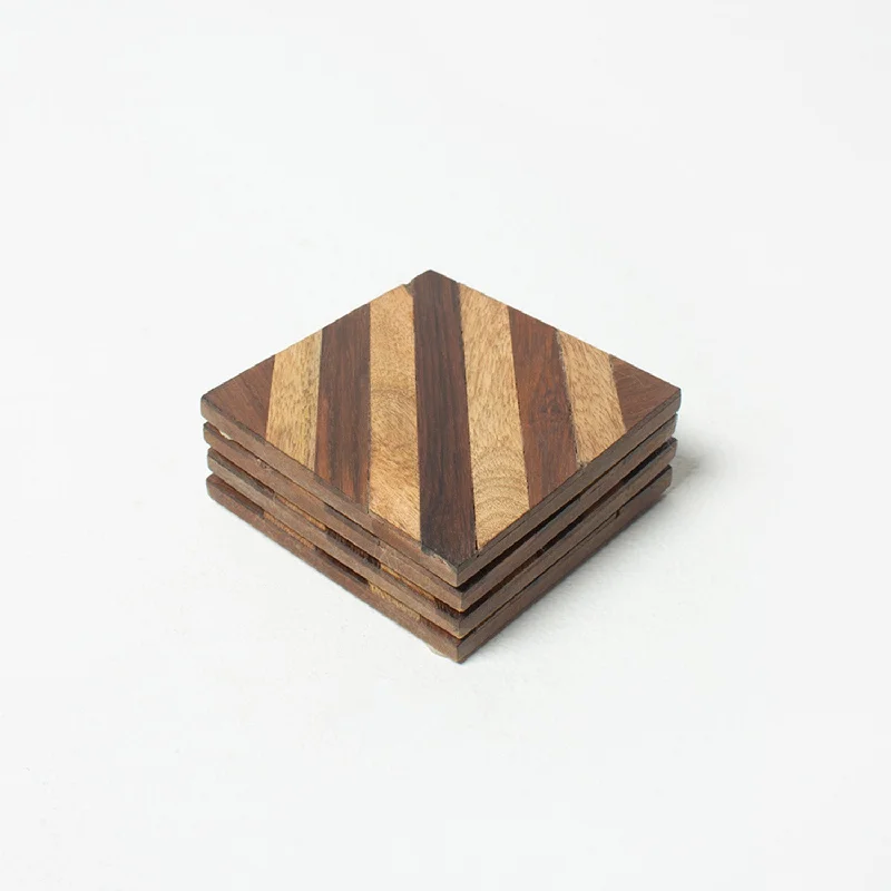 Dark Brown Striped Coasters