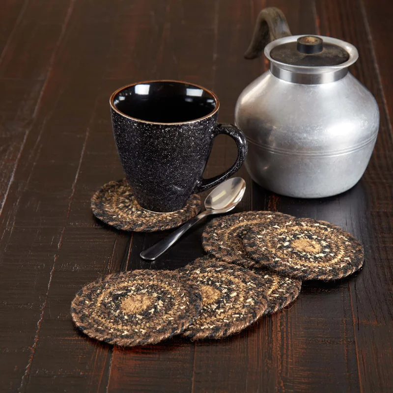 Espresso Jute Coaster Set of 6 VHC Brands