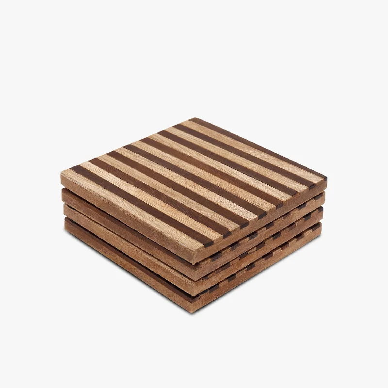 Exquisite Wood Natural Coasters (L-10 X W-10 X H-0.5 CM)