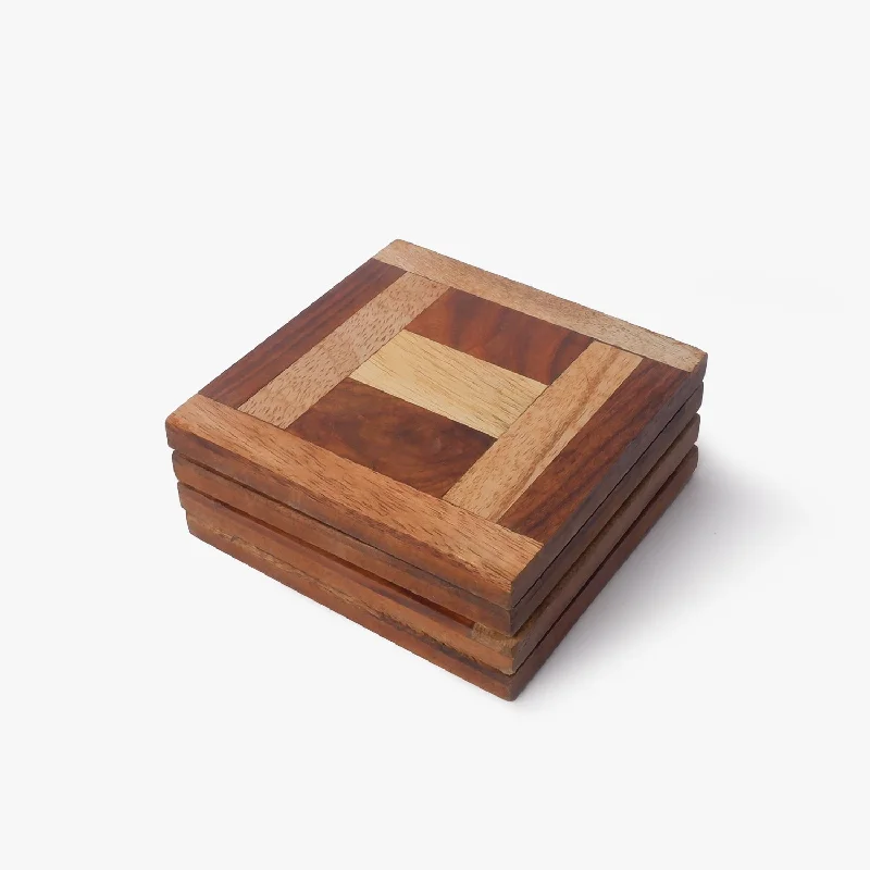 Farmhouse Maze Wooden Coasters (10x10x1 cm)