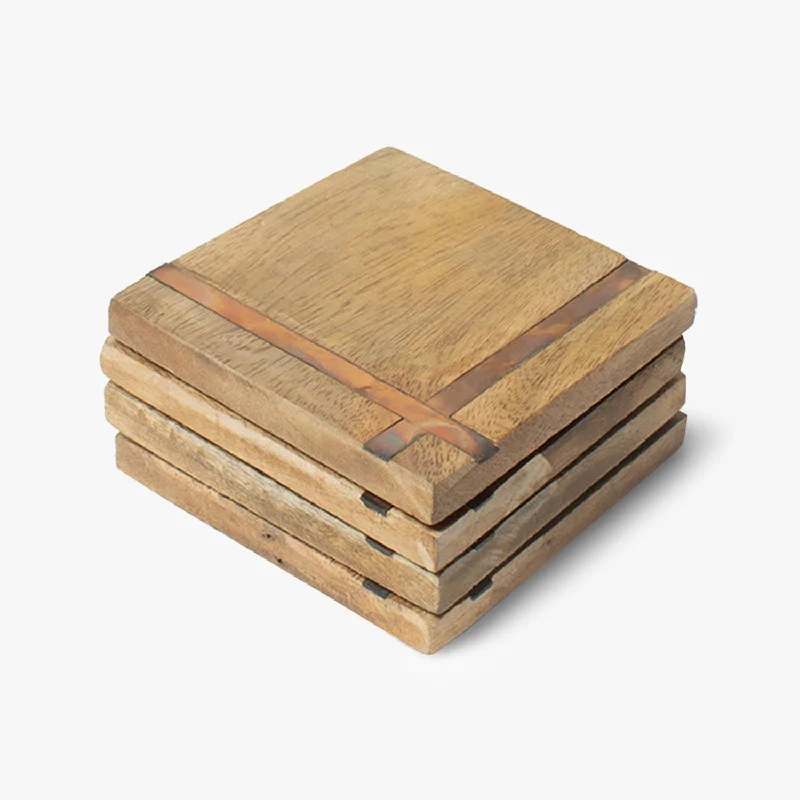 Fine Dine Wooden Coasters ( L-10 X W-10 X H-0.5 CM)