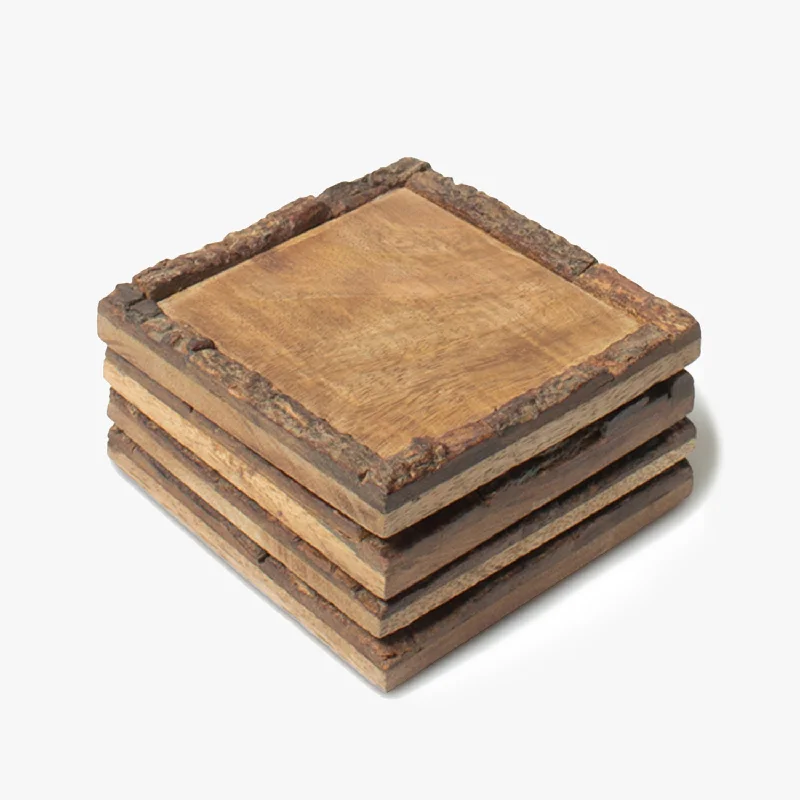 Framed Bark Wooden Coasters (10x10x1 cm )