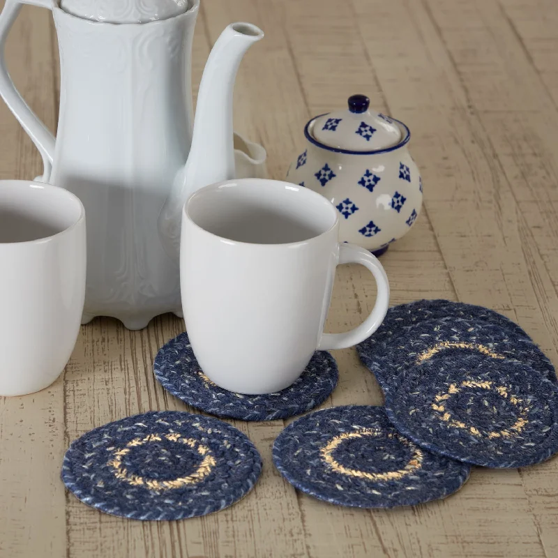 Great Falls Blue Jute Coaster Set of 6 VHC Brands