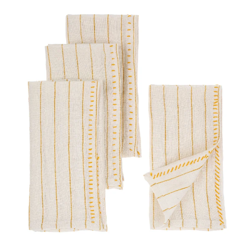 Indaba Linen Napkins - Set of 4 / Yellow Stripe