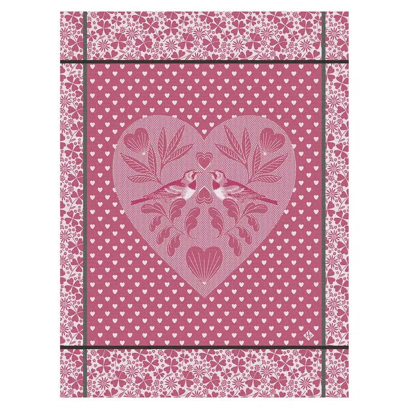 Jacquard Français Cotton Tea Towel - Amour Pink