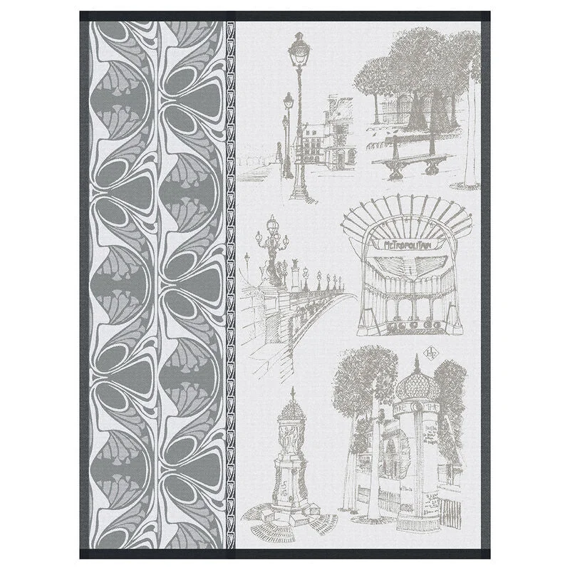 Jacquard Français Cotton Tea Towel - Carnet de Paris Bitume