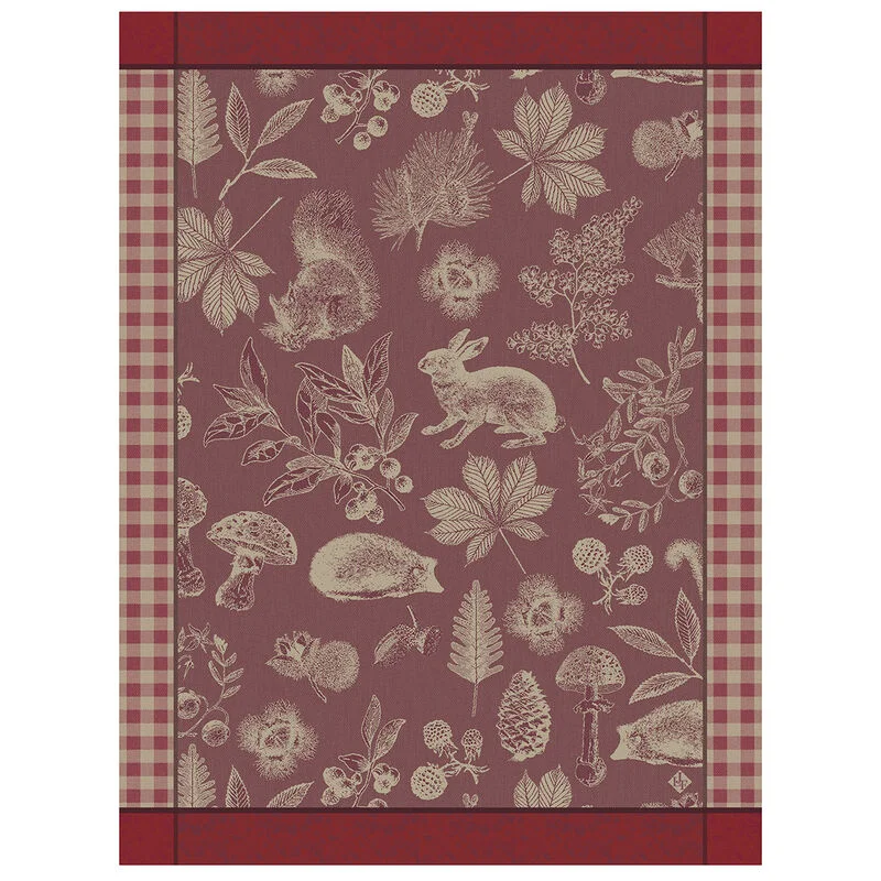 Jacquard Français Cotton Tea Towel  - Dans les bois Tableau Red