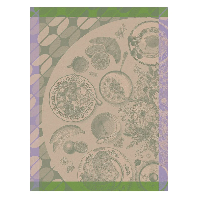 Jacquard Francais Tea Towel Brunch Gourmand 100% Cotton - Green / 24" x 31"