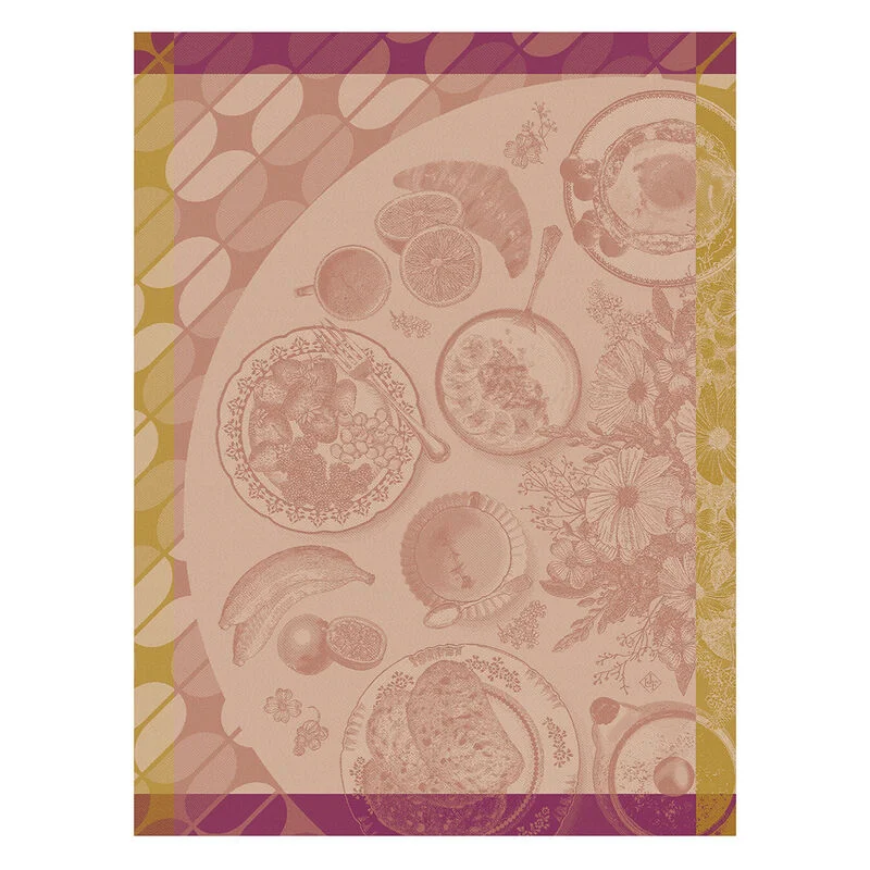 Jacquard Francais Tea Towel Brunch Gourmand 100% Cotton - Pink / 24" x 31"