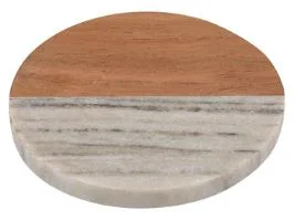 Maxwell & Williams Coaster Collective Round Marble & Acacia Coaster 10cm Beige