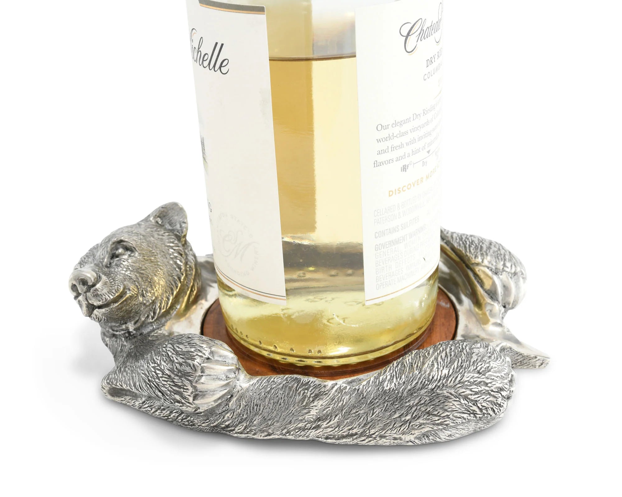 Pewter Bear Wine Bottle Coaster