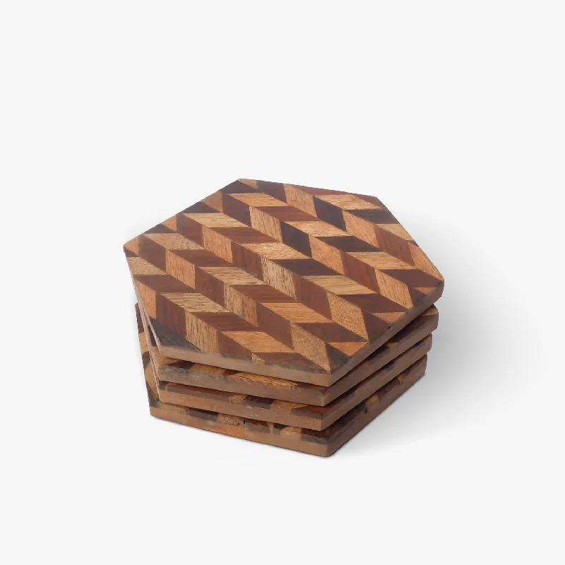 Rhombus Maze Hexagon Coasters (10x10x1 cm)