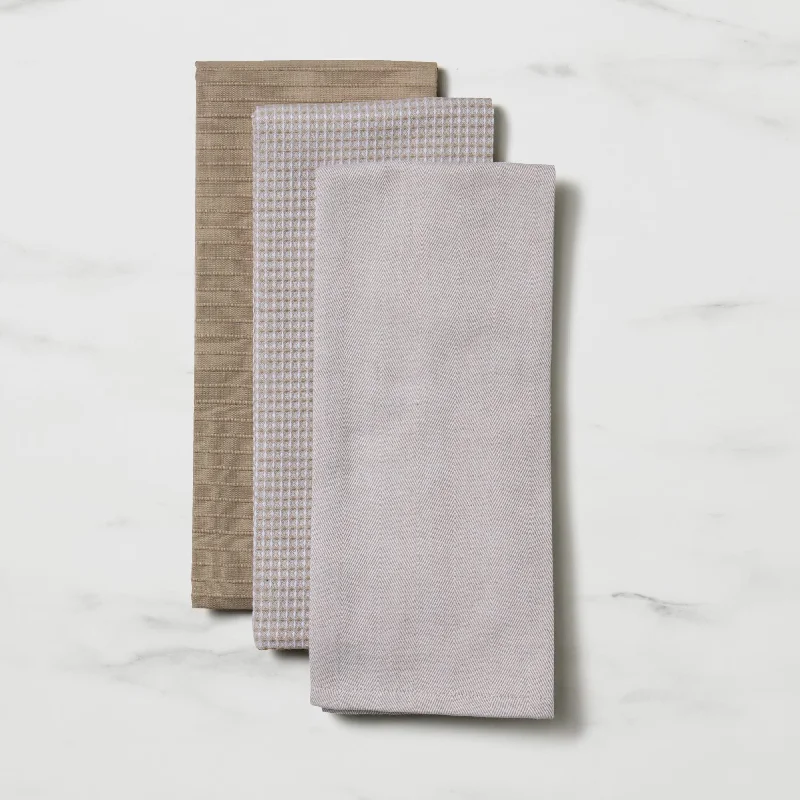 Salisbury & Co Hampstead Tea Towel Set of 3 in White/Grey