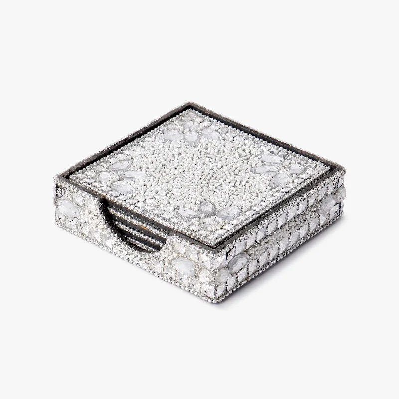 Silver Embellished Coaster Set