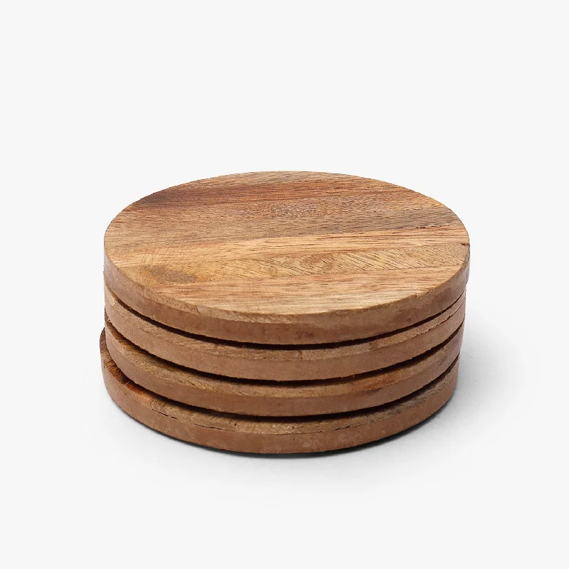 Solid Round Wooden Coasters (10x10x1 cm)