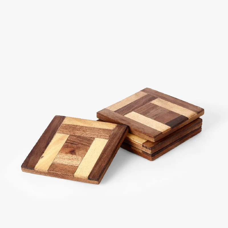 Vintage Rectangle Wooden Coasters (10x10x0.8 cm)