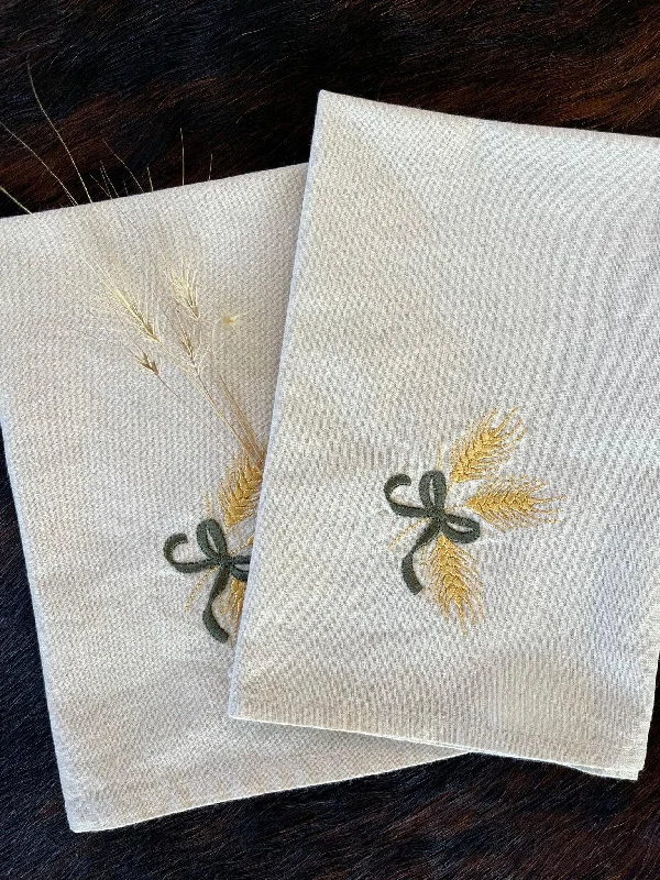 Wheat Stock Embroidered Cloth Napkin Set