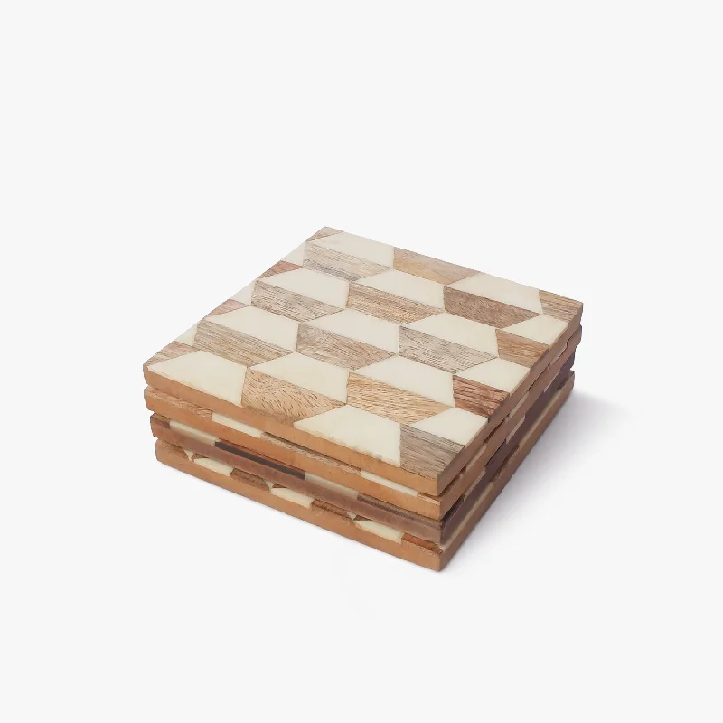 White Block Wooden Coasters (10x10x1 cm)