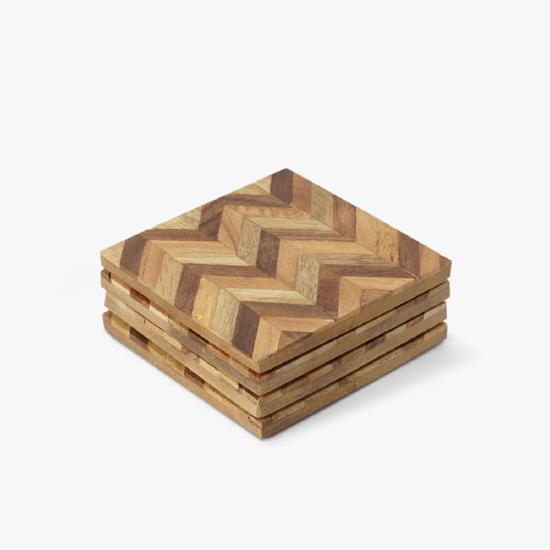 Wooden Chevron Coasters (10x10x1 cm )