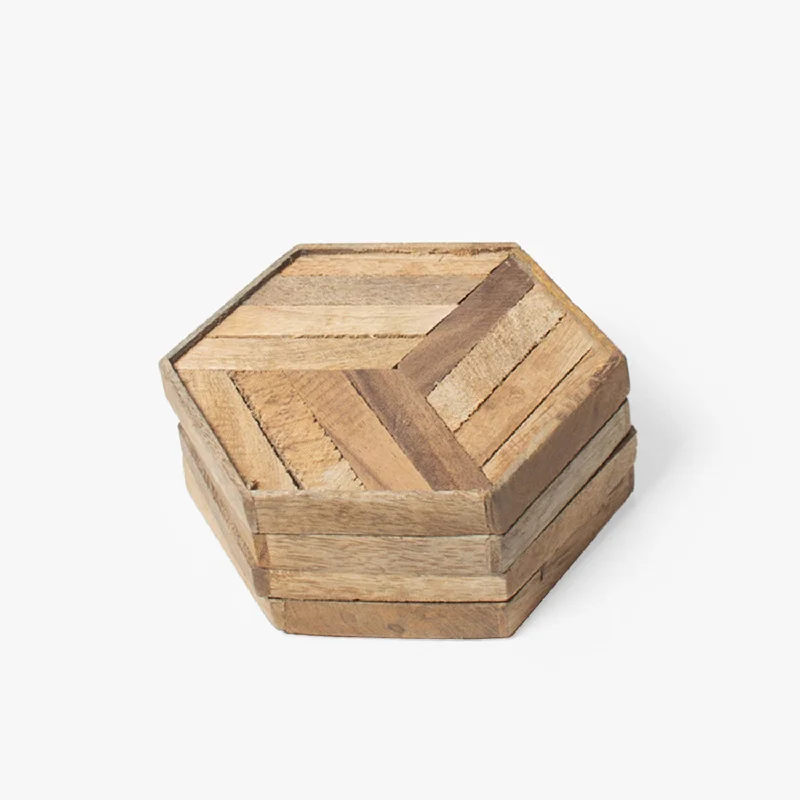 Wooden Weave Hexagon Coasters (10x10x1 cm)