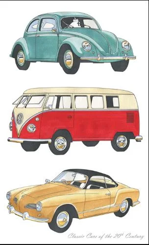 Allgifts Tea Towels - Classic Cars Vw