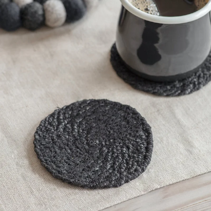 Black Jute Coasters (Set of 4)