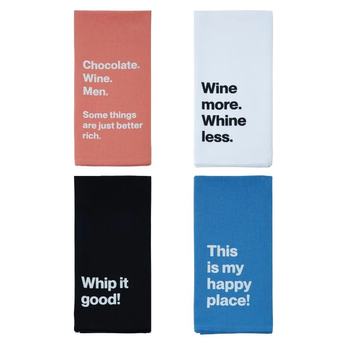 Dw Slogan Tea Towel 30cm Assorted