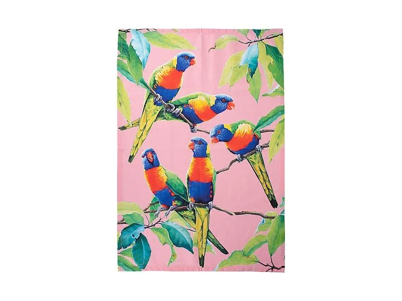 Maxwell & Williams Katherine Castle Bird Talk Tea Towel 50x70cm Rainbow Lorikeets