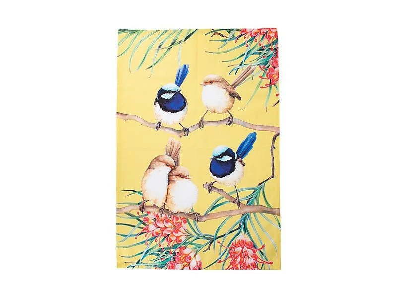 Maxwell & Williams Katherine Castle Bird Talk Tea Towel 50x70cm Superb Fairy-wrens