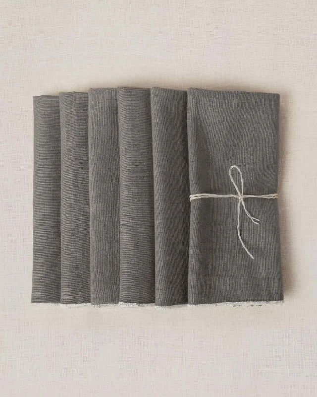 Verandah Dinner Napkins (Set of 6) - Charcoal & Ivory