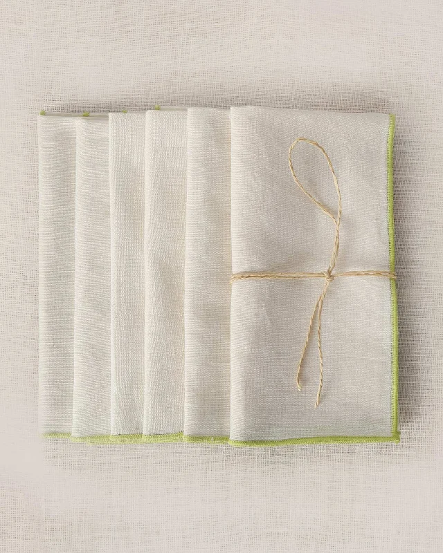 Verandah Dinner Napkins (Set of 6) - Ivory & Lime