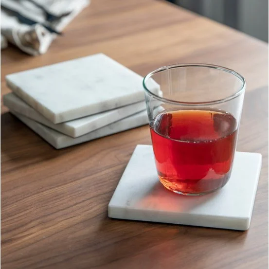 White Marble Square Coasters (Set of 4)